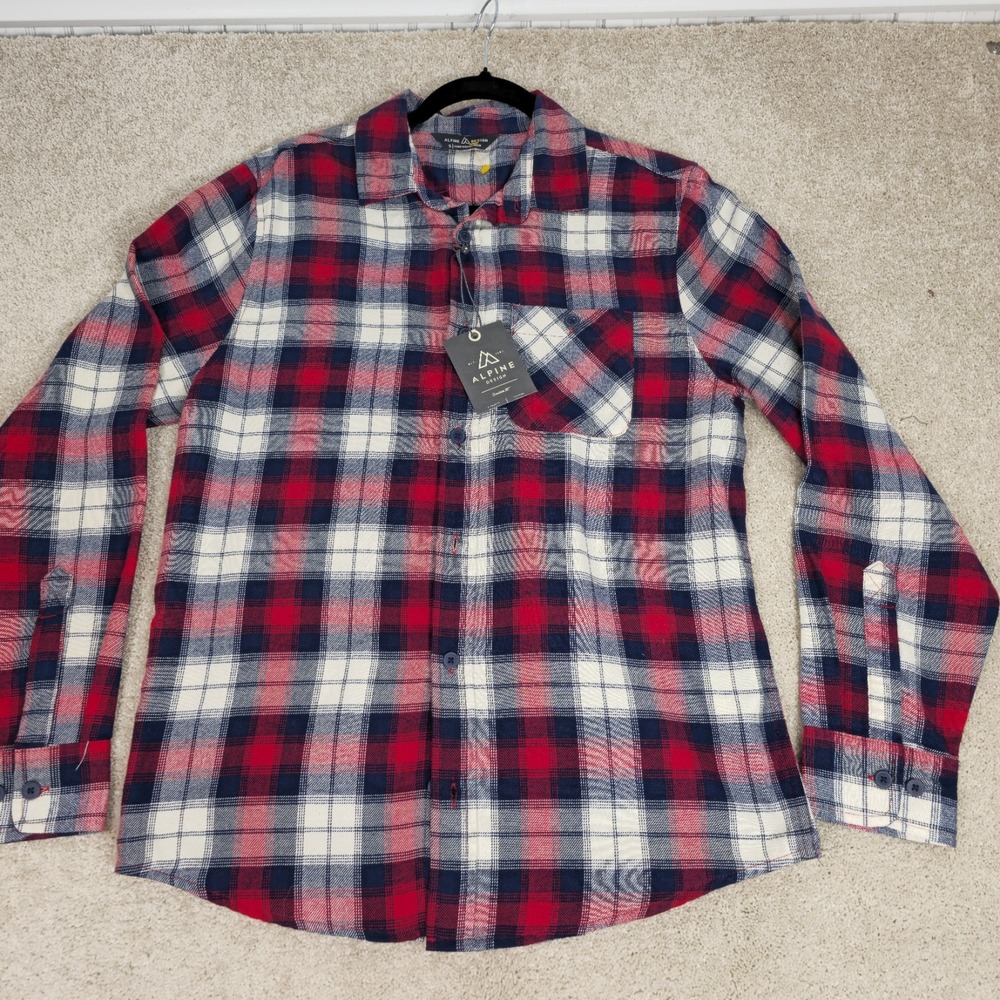 Alpine Design Mens Red plaid Long Sleeve Flannel‎ Button Up Sz Small New
